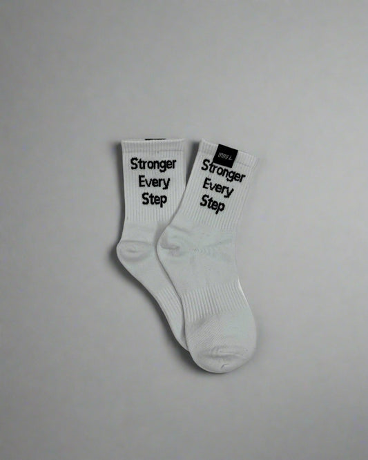 Stronger Every Step White Socks