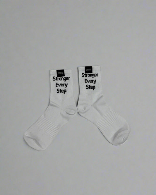 Stronger Every Step White Socks